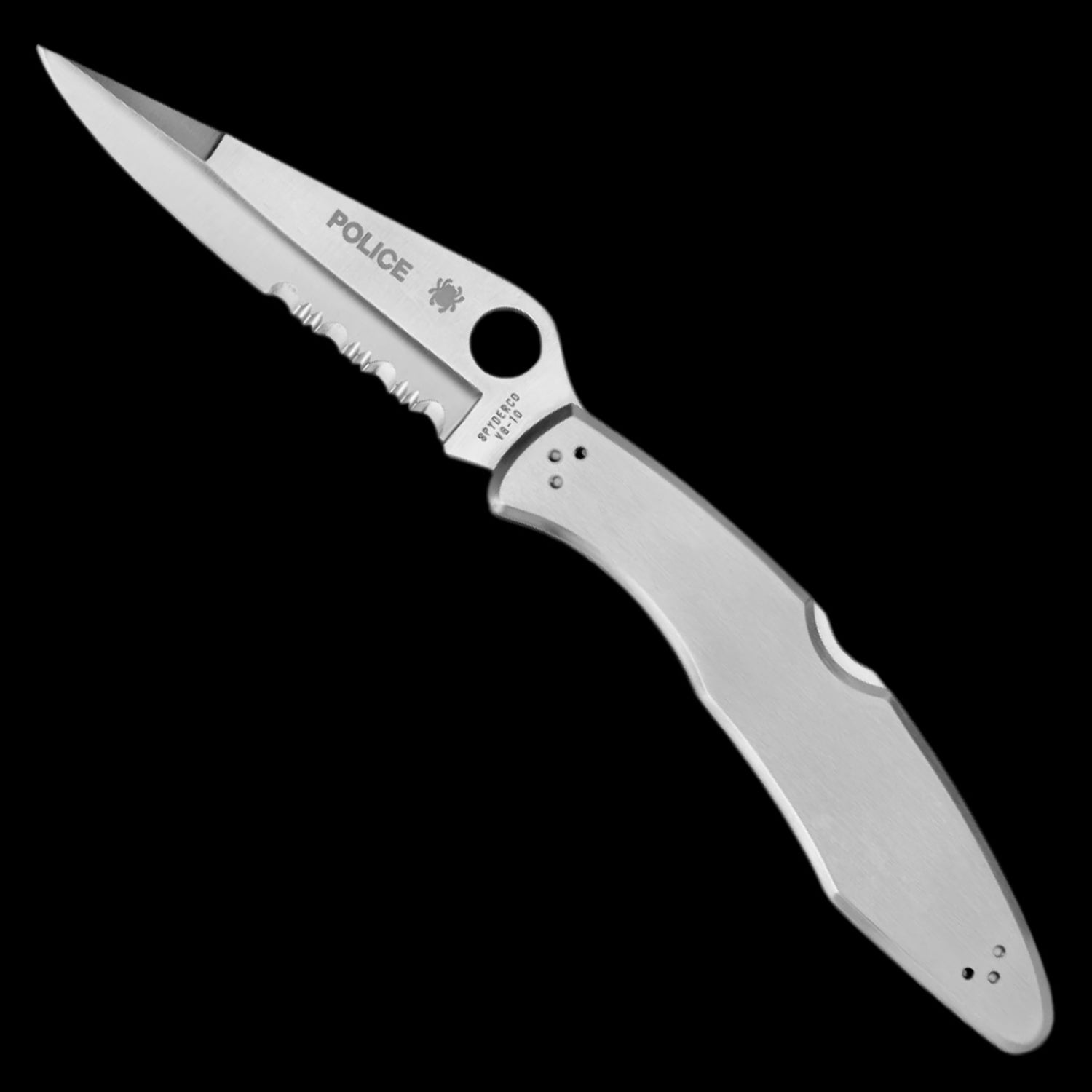 Spyderco Police Model VG10 Pocket Knife Stainless Handle