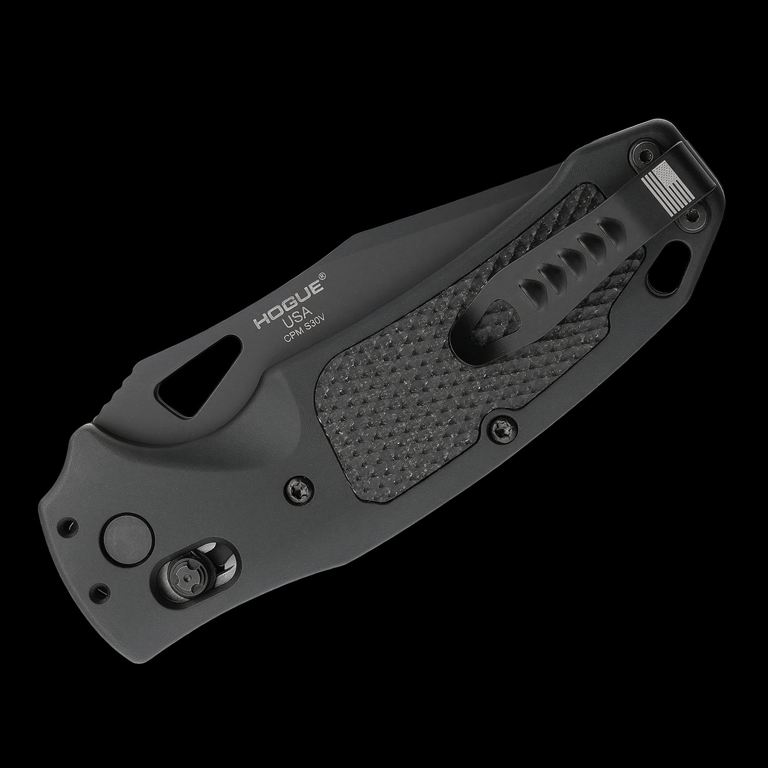 Hogue SIG K320 AXG Pro Black Cerakote S30V Pocket Knife Black Aluminum Handle