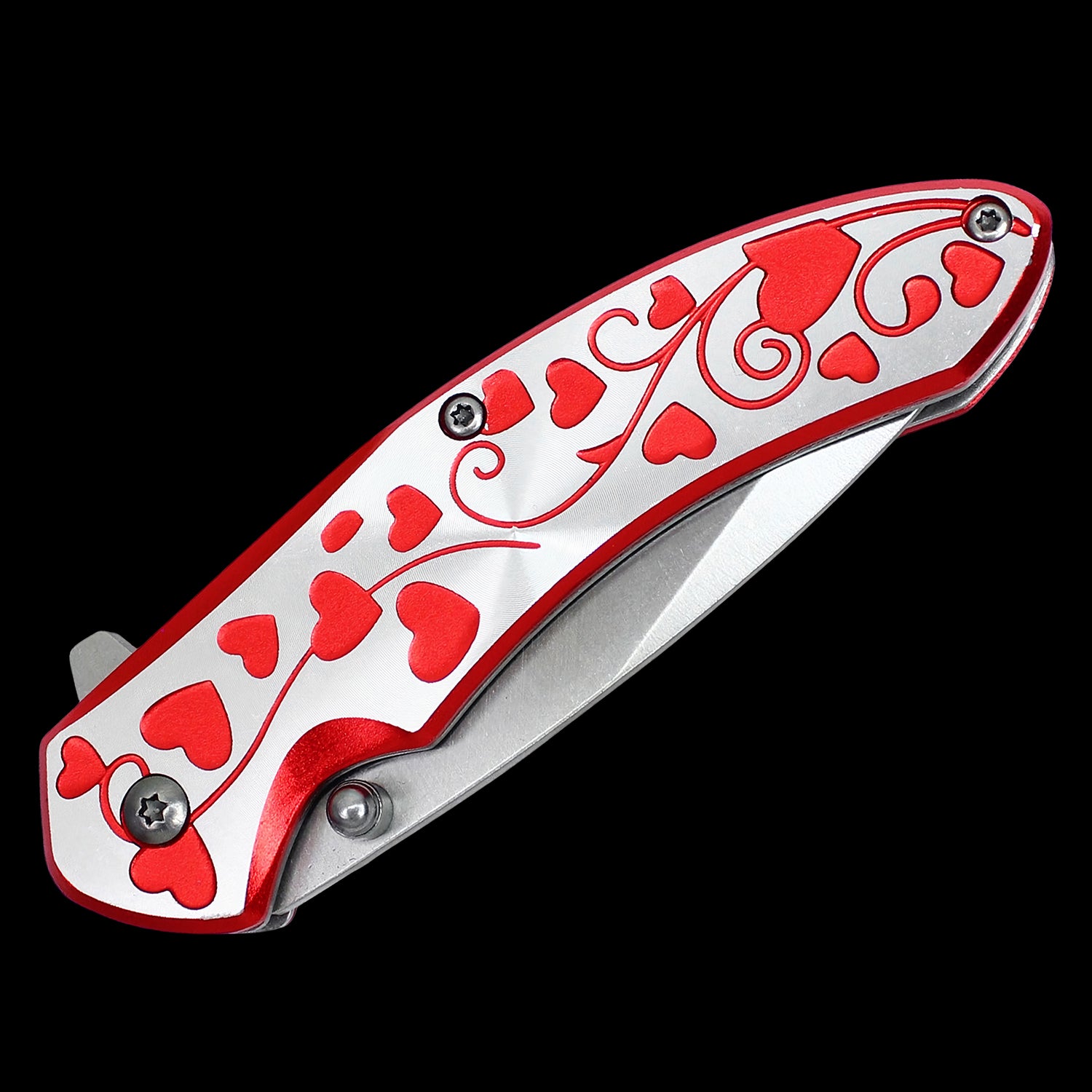 Floral Hearts Spring Assisted Pocket Knife Set 4 Pack