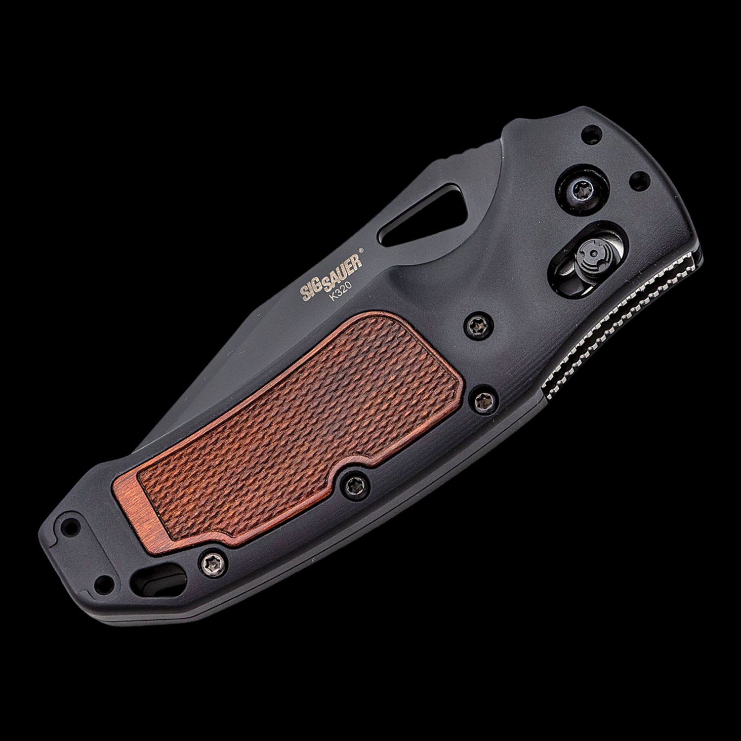 Hogue SIG K320 AXG Classic Black Cerakote S30V Pocket Knife Black Aluminum Handle