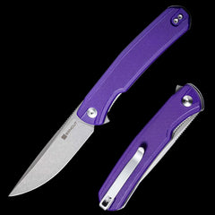 SENCUT Scitus D2 Stonewashed Flipper - Purple G10 Handle