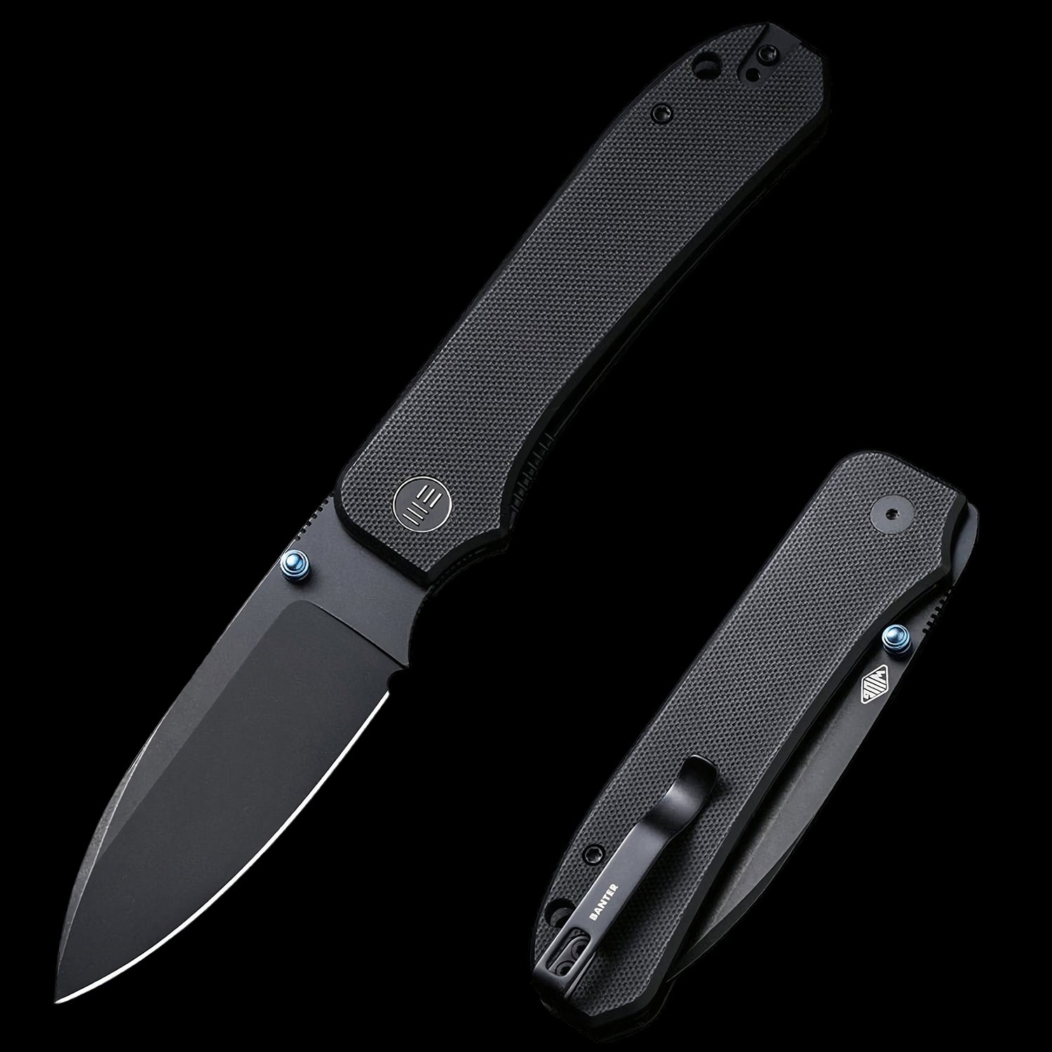 WE Knife Big Banter 20CV Black Stonewashed Pocket Knife - Black G10 Handle