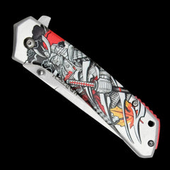 Japanese Samurai Pocket Knife Spring Assisted Knife Red/White