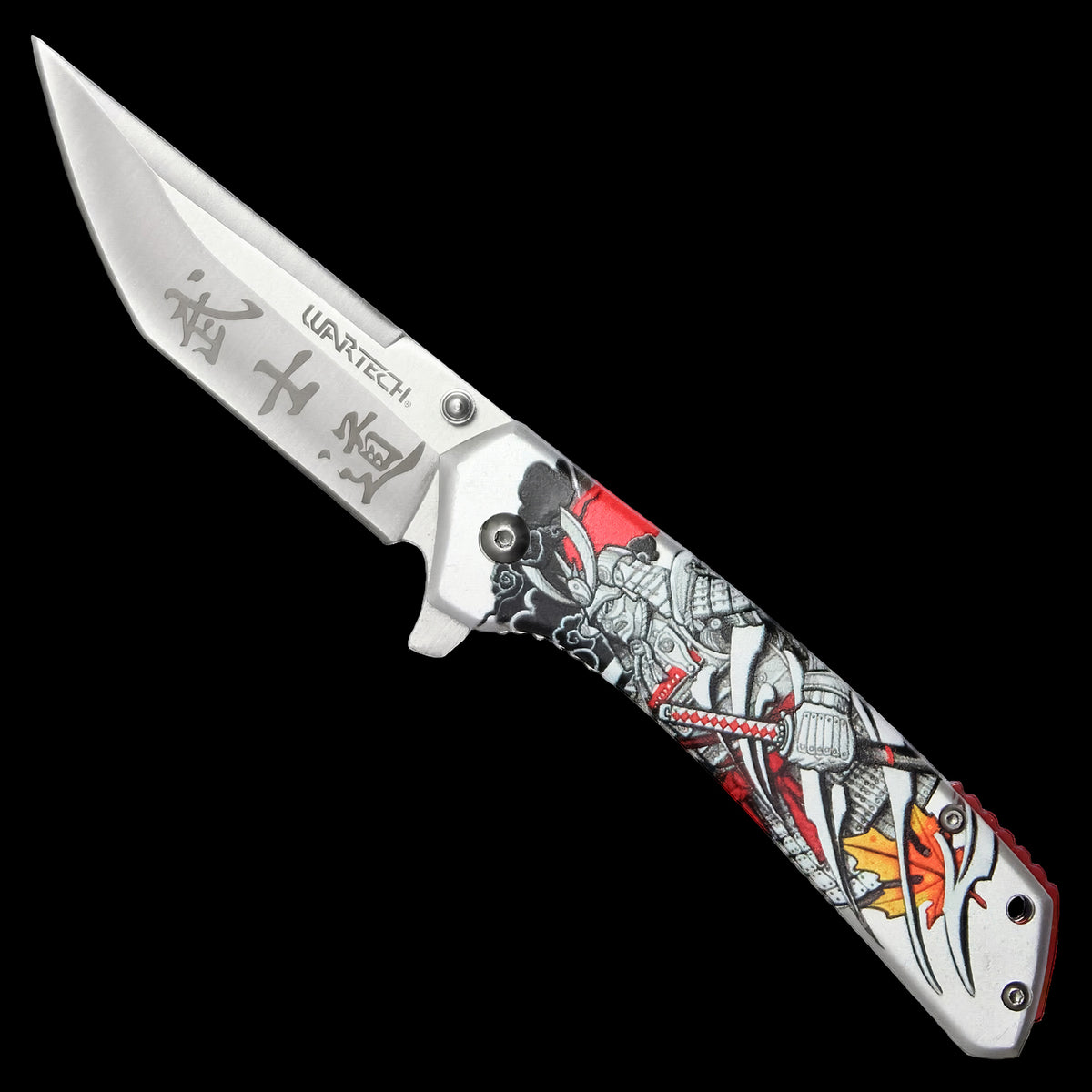 Japanese Samurai Pocket Knife Spring Assisted Knife Red/White