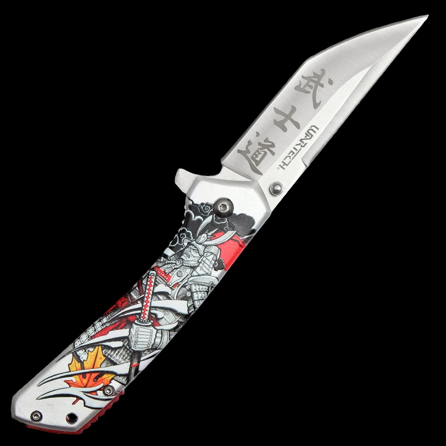 Japanese Samurai Pocket Knife Spring Assisted Knife Red/White