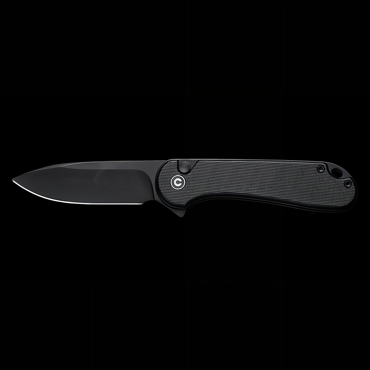 CIVIVI Elementum II Black Stonewashed Button Lock Flipper Knife Black G10 Handle