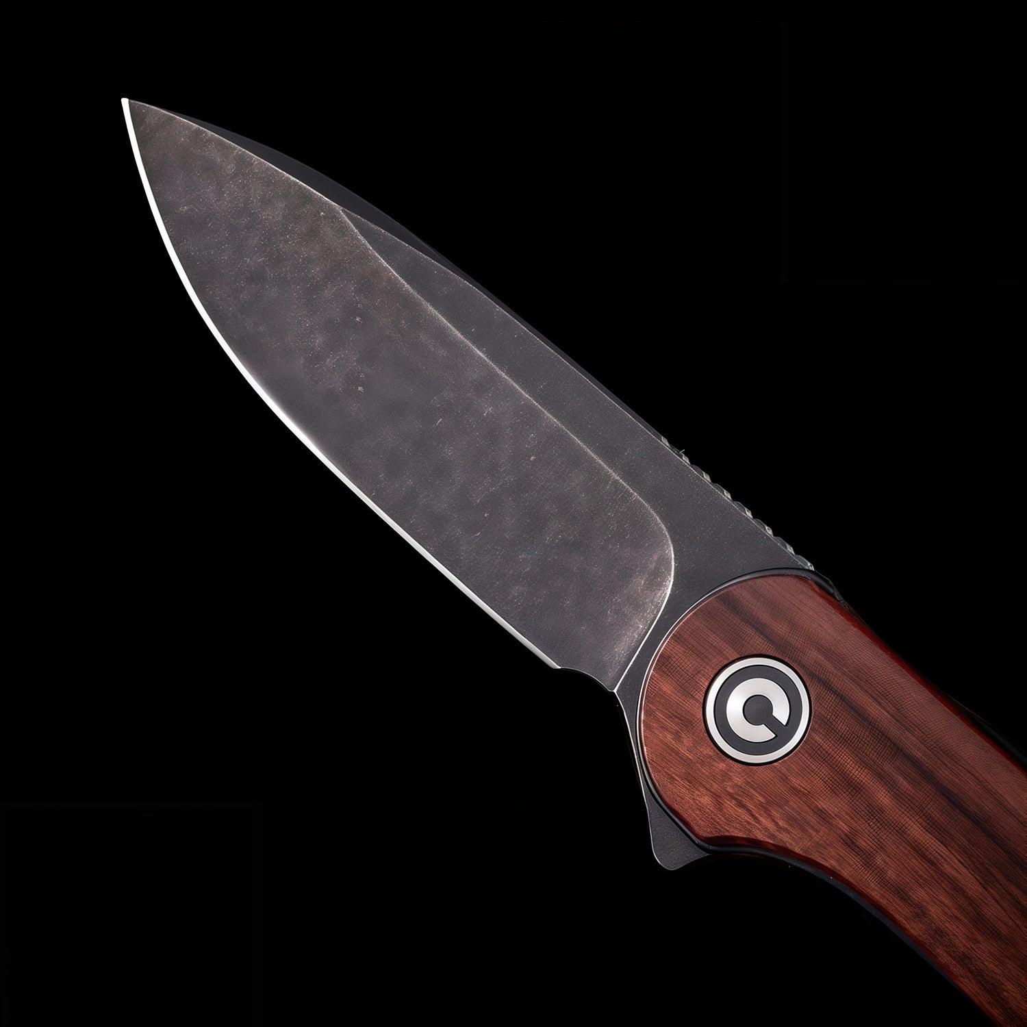 CIVIVI Elementum Black Stonewashed Flipper Cuibourtia Wood Handle