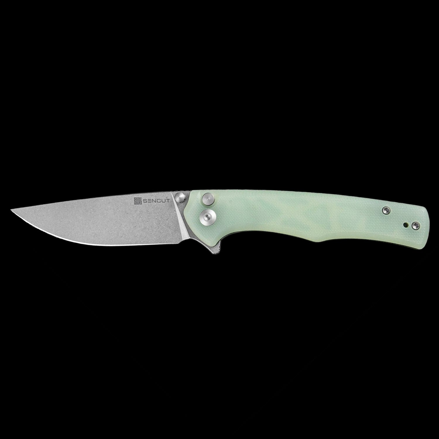 SENCUT Crowley D2 Stonewashed Button Lock Flipper - G10 Handle