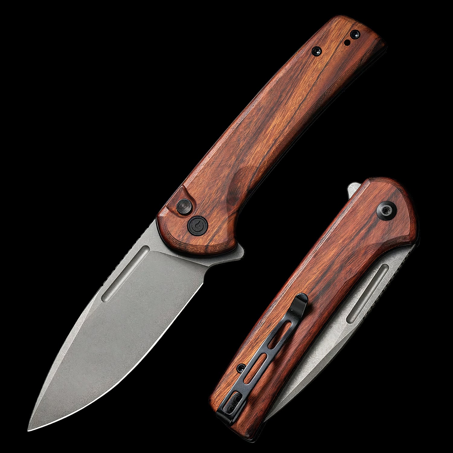 CIVIVI Conspirator NIitro-V Steel Button Lock Knife Cuibourtia Wood