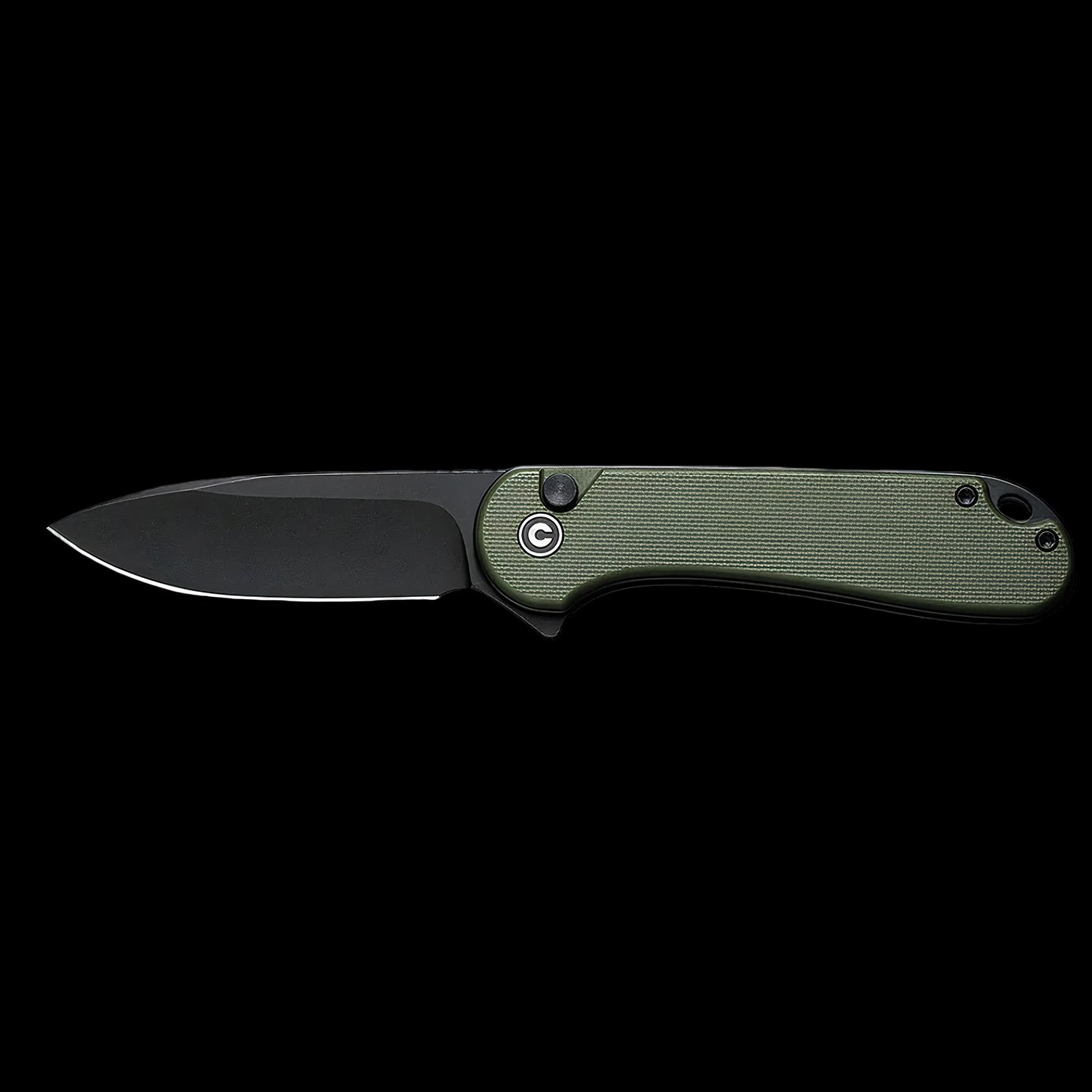 CIVIVI Elementum II Black Stonewashed Button Lock Flipper Knife OD Green G10 Handle