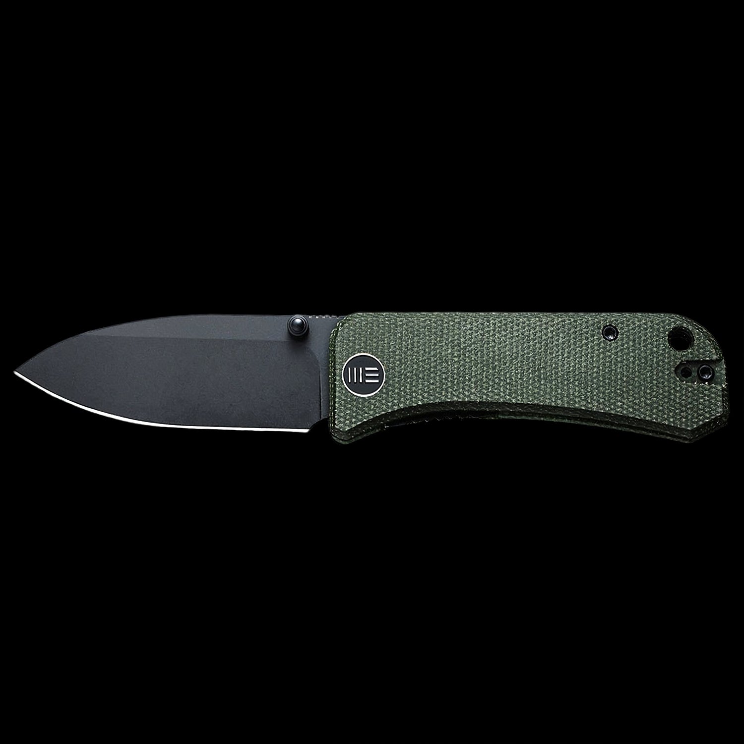 WE Knife Banter S35VN Black Stonewashed Pocket Knife - Green Micarta Handle