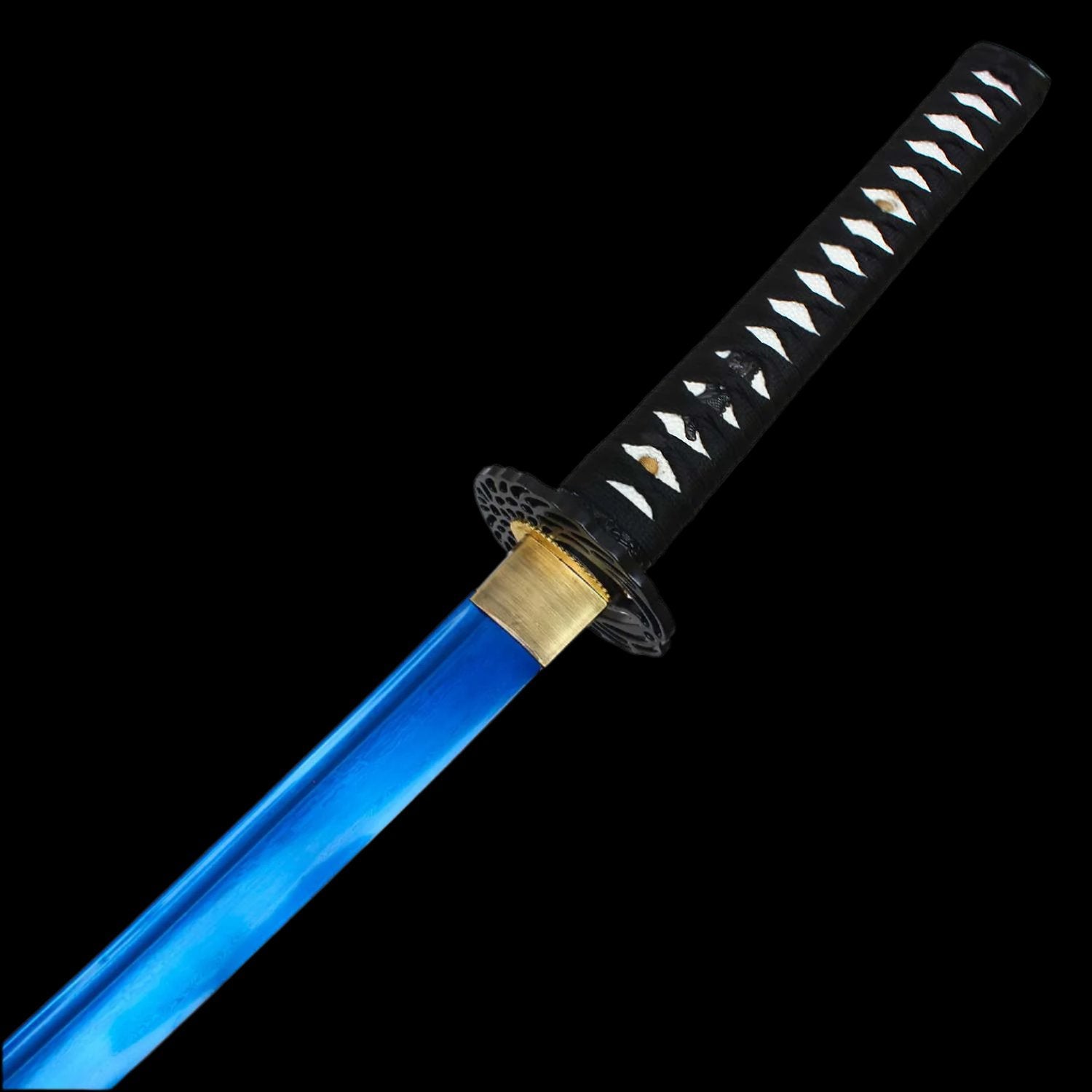 Onikiri Blue Katana Sword 1045 Steel Battle Ready Handmade Damascus Etch