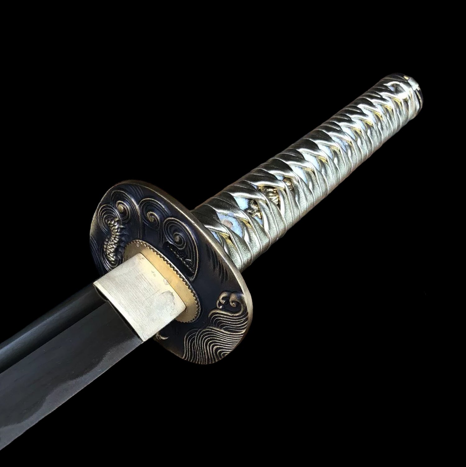 Onikiri Gold Damascus Katana Sword Battle Ready Handmade Orange