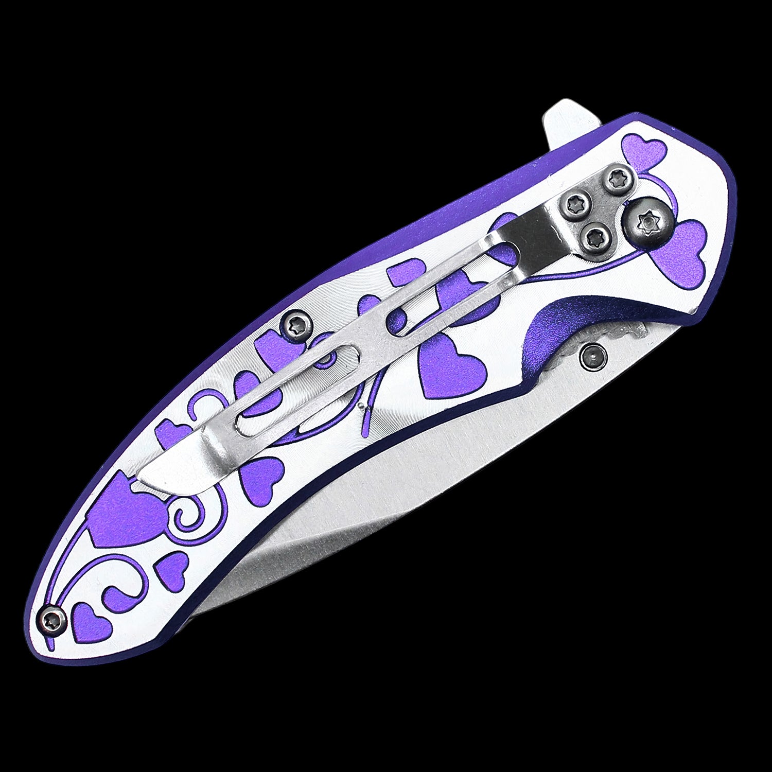 Floral Hearts Spring Assisted Pocket Knife Set 4 Pack