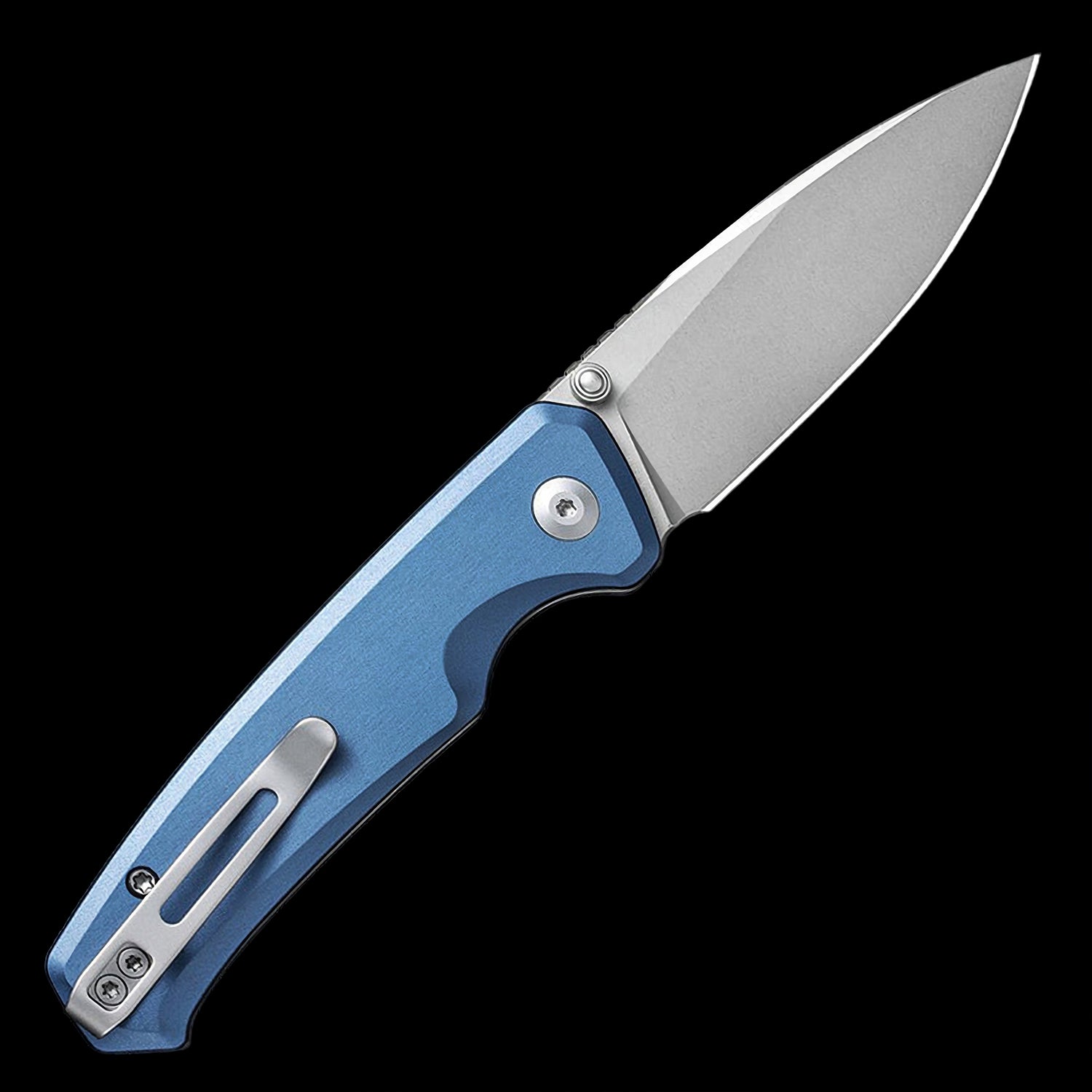 CIVIVI Altus Nitro-V Steel Button Lock Pocket Knife Blue Aluminum