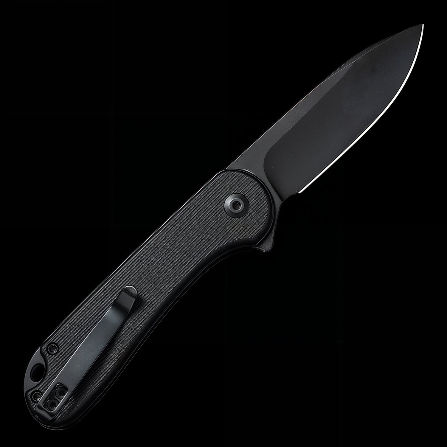 CIVIVI Elementum II Black Stonewashed Button Lock Flipper Knife Black G10 Handle