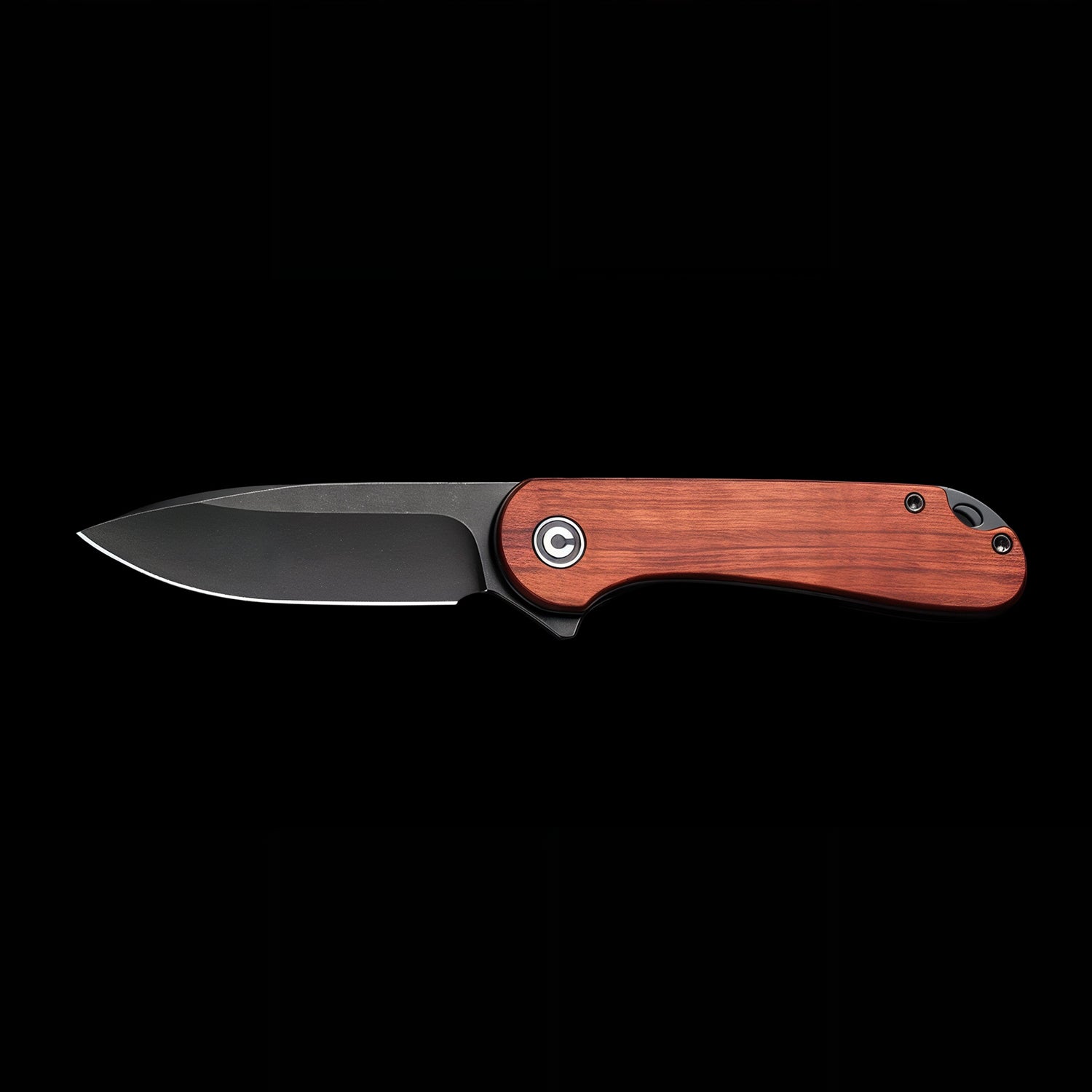 CIVIVI Elementum Black Stonewashed Flipper Cuibourtia Wood Handle