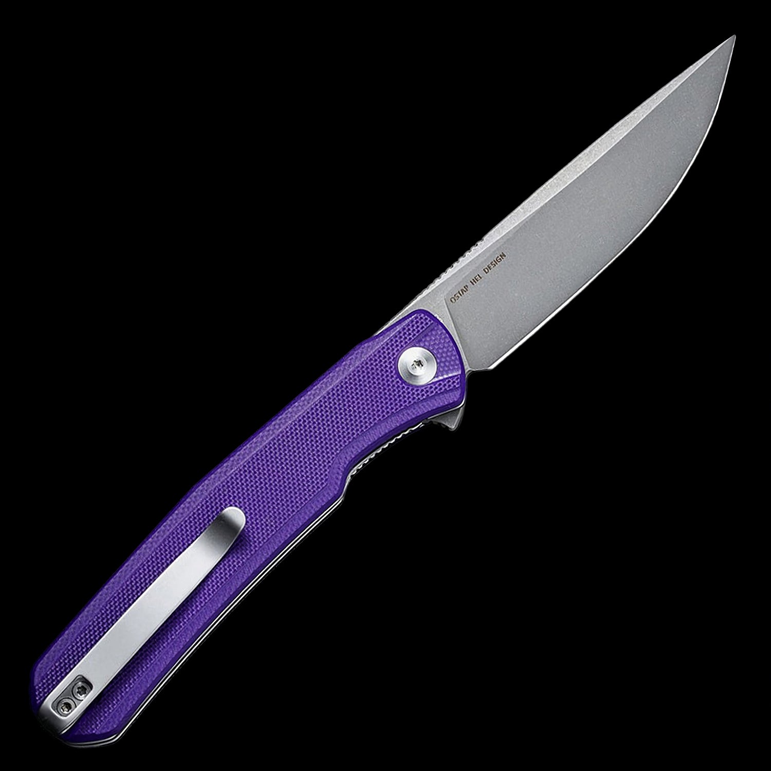 SENCUT Scitus D2 Stonewashed Flipper - Purple G10 Handle