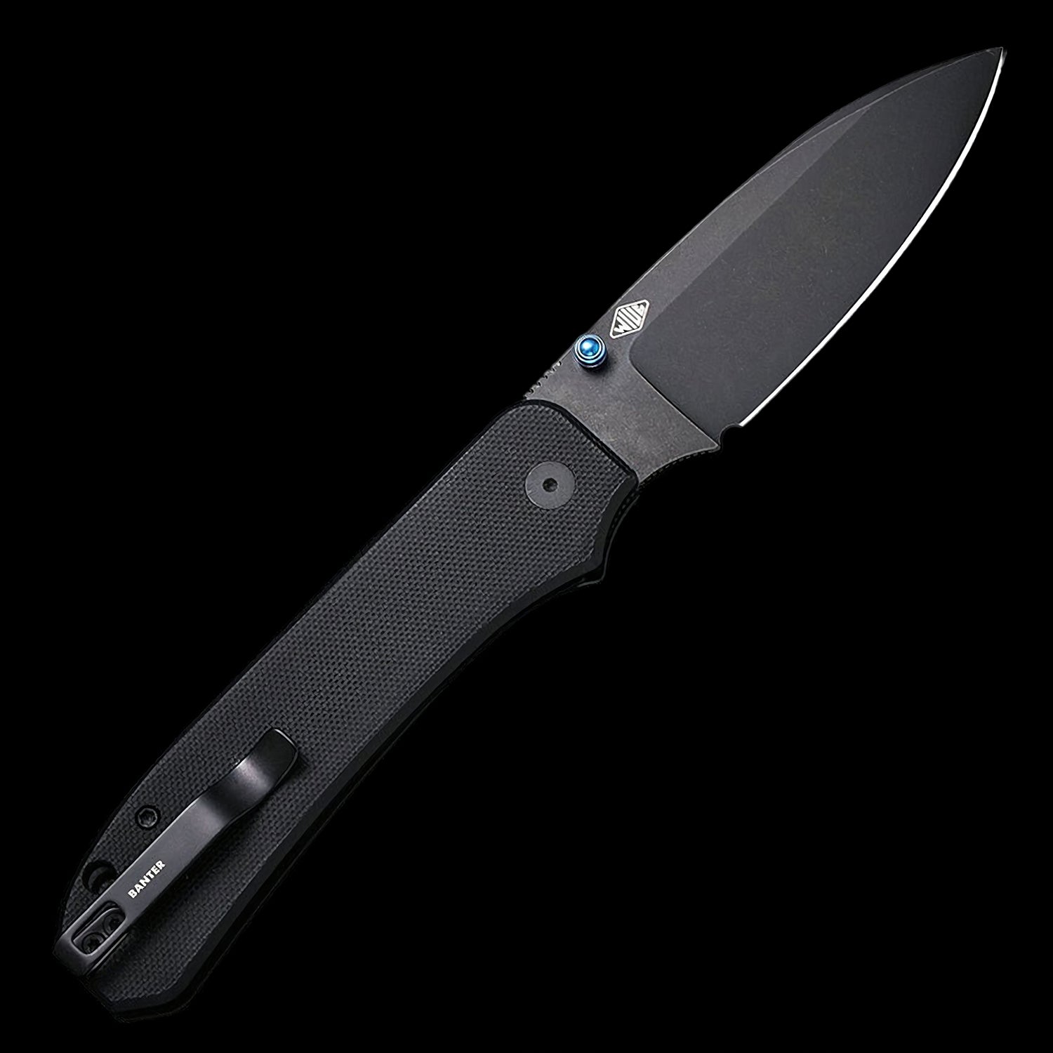 WE Knife Big Banter 20CV Black Stonewashed Pocket Knife - Black G10 Handle