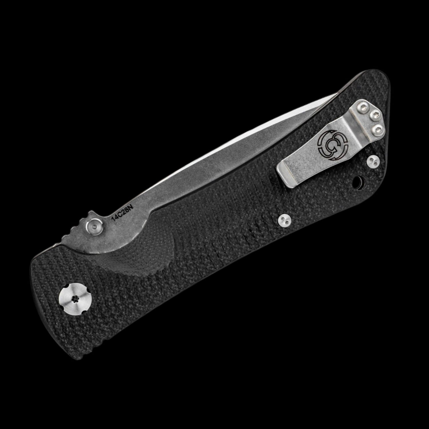 Southern Grind Bad Monkey 14C28N Pocket Knife Black G10 Handle