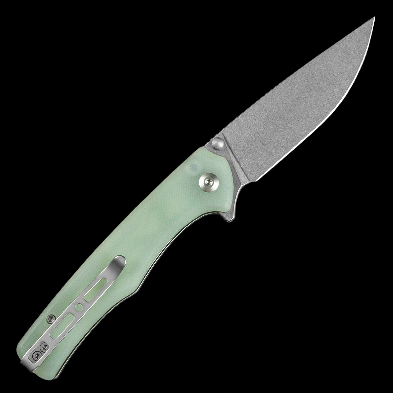 SENCUT Crowley D2 Stonewashed Button Lock Flipper - G10 Handle