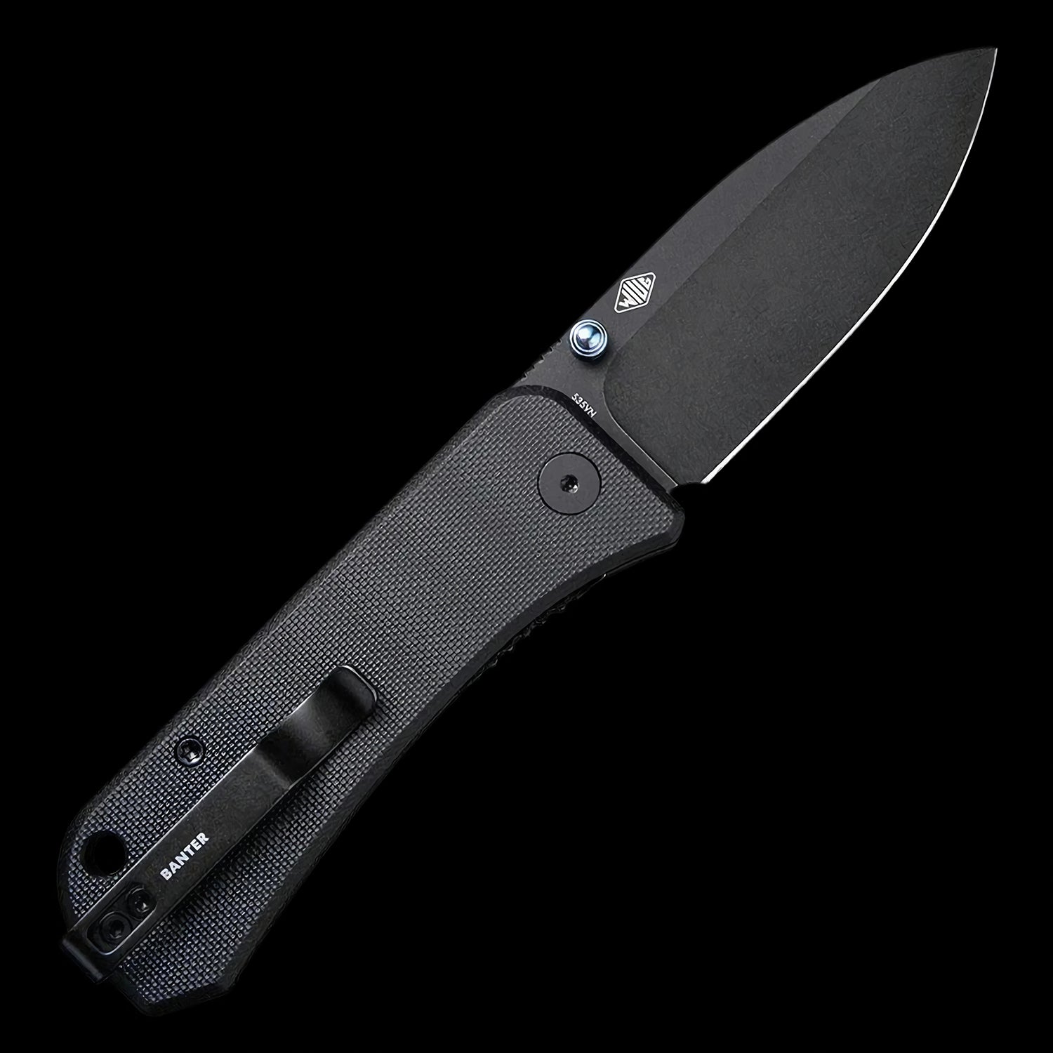 WE Knife Banter S35VN Black Stonewashed Pocket Knife - Black G10 Handle