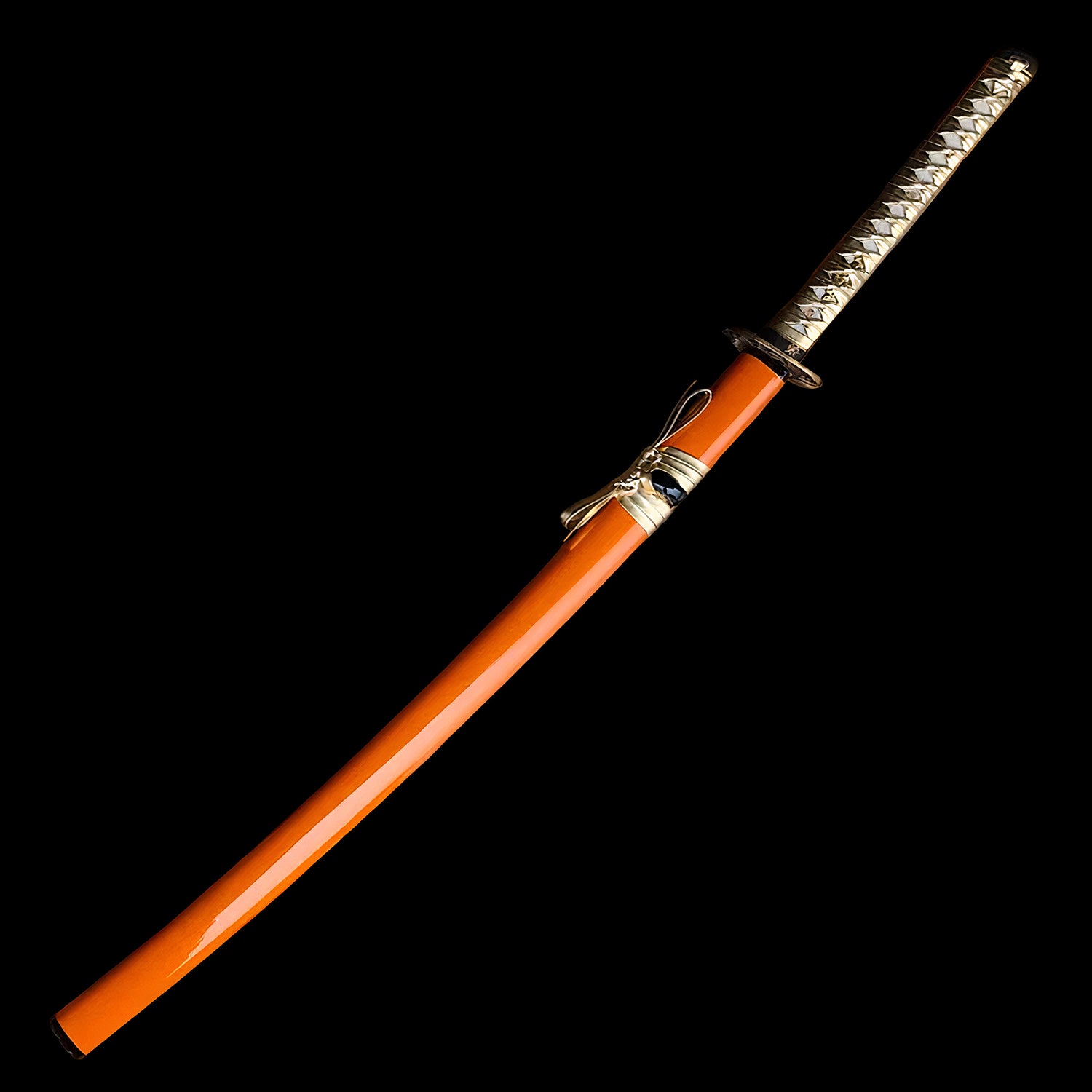 Onikiri Gold Damascus Katana Sword Battle Ready Handmade Orange