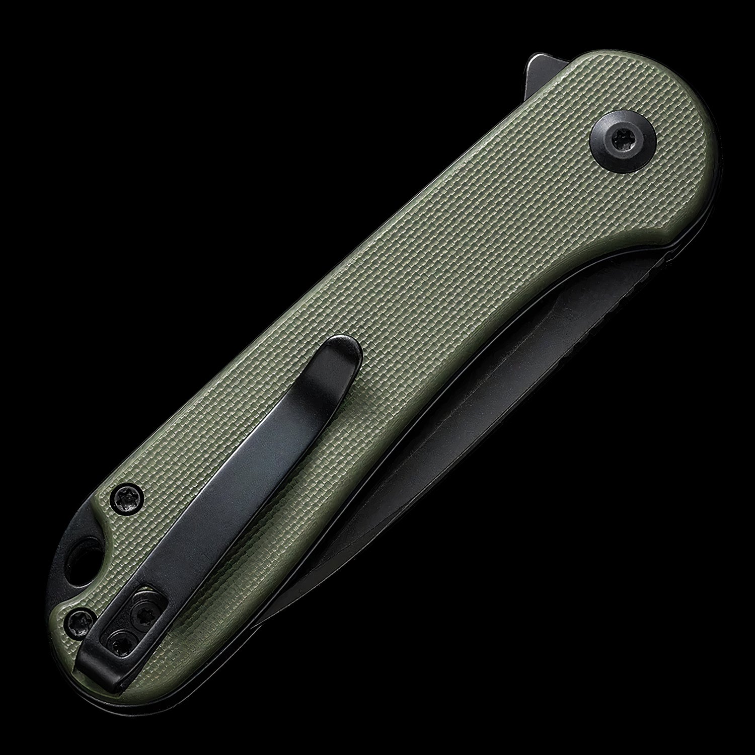 CIVIVI Elementum II Black Stonewashed Button Lock Flipper Knife OD Green G10 Handle