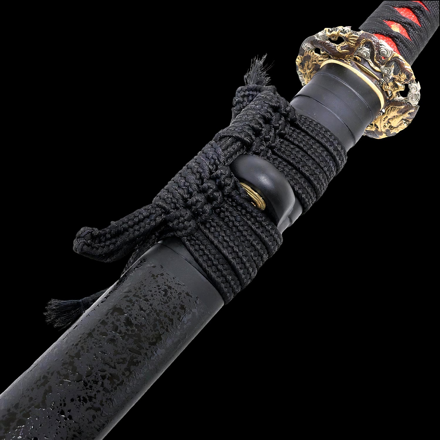 Kawashima Steel Red Damascus Katana Sword Battle Ready Handmade Black R476