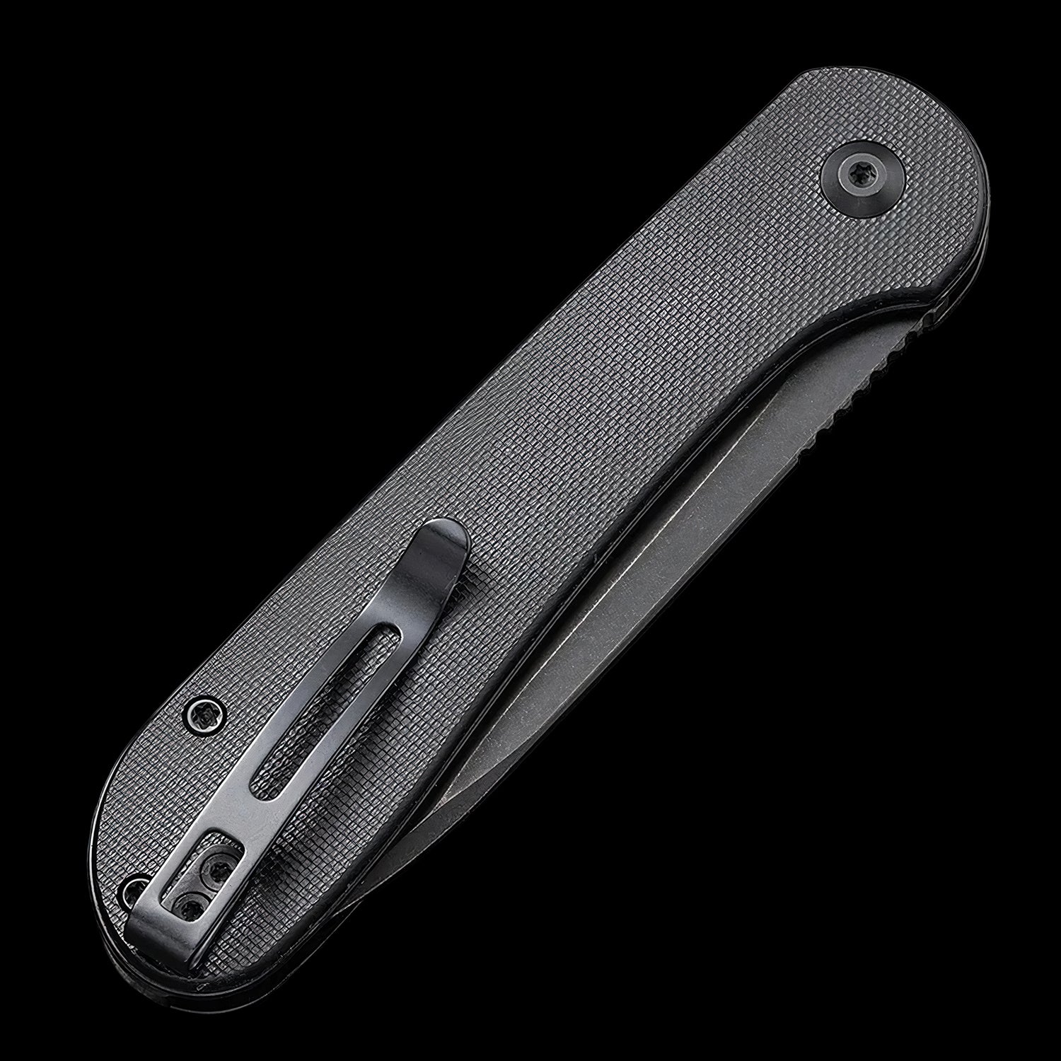 CIVIVI Elementum Black Stonewashed Button Lock Flipper G10 Handle