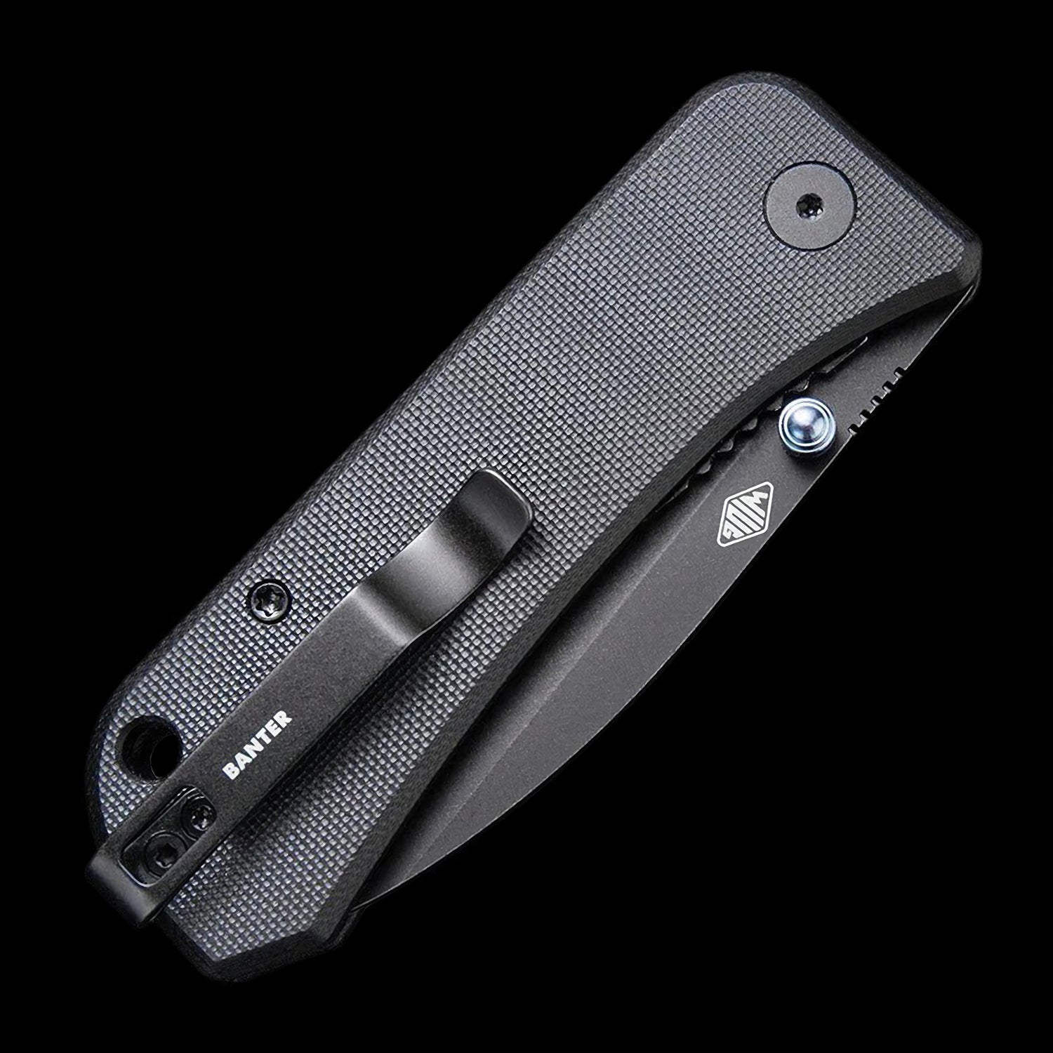 WE Knife Banter S35VN Black Stonewashed Pocket Knife - Black G10 Handle