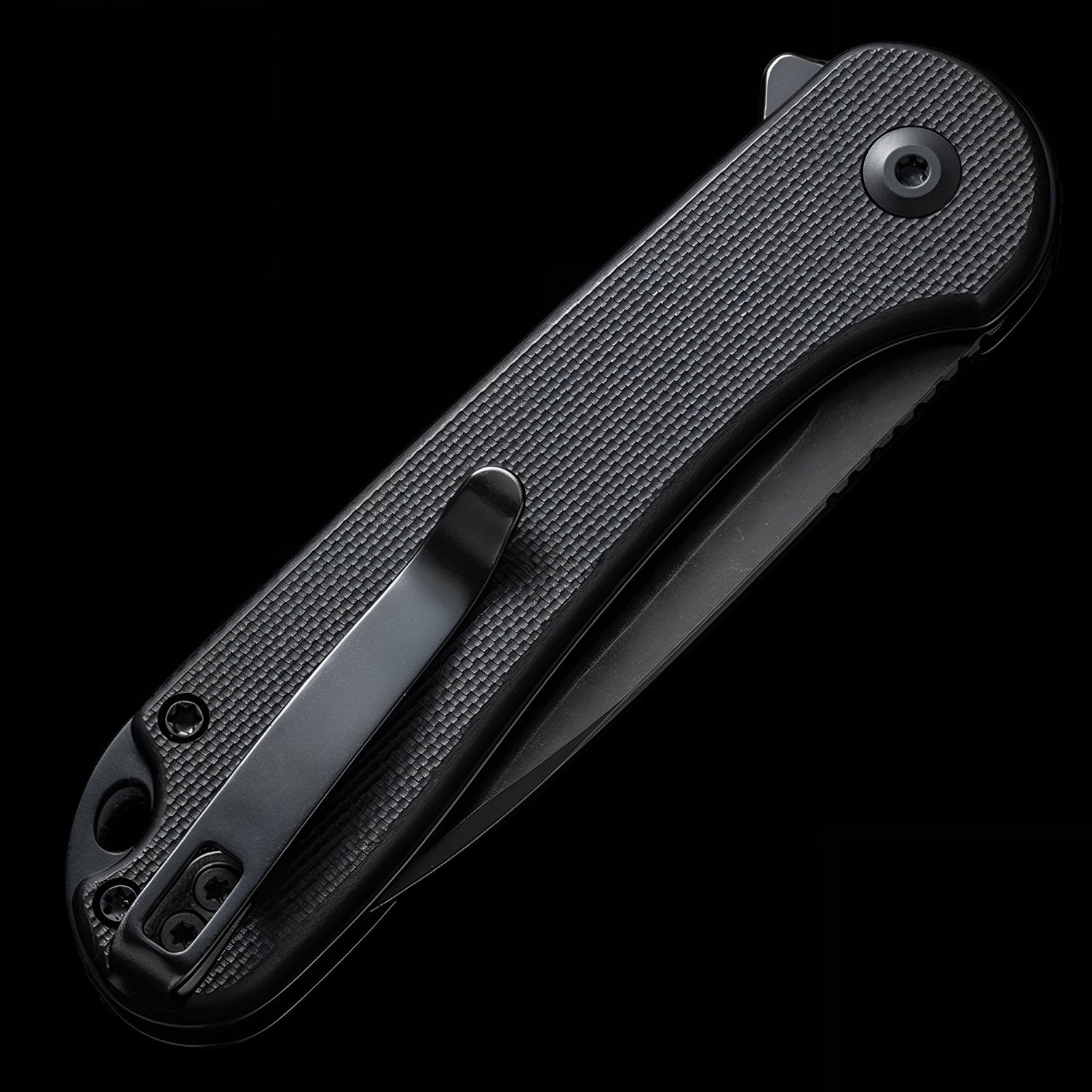 CIVIVI Elementum II Black Stonewashed Button Lock Flipper Knife Black G10 Handle