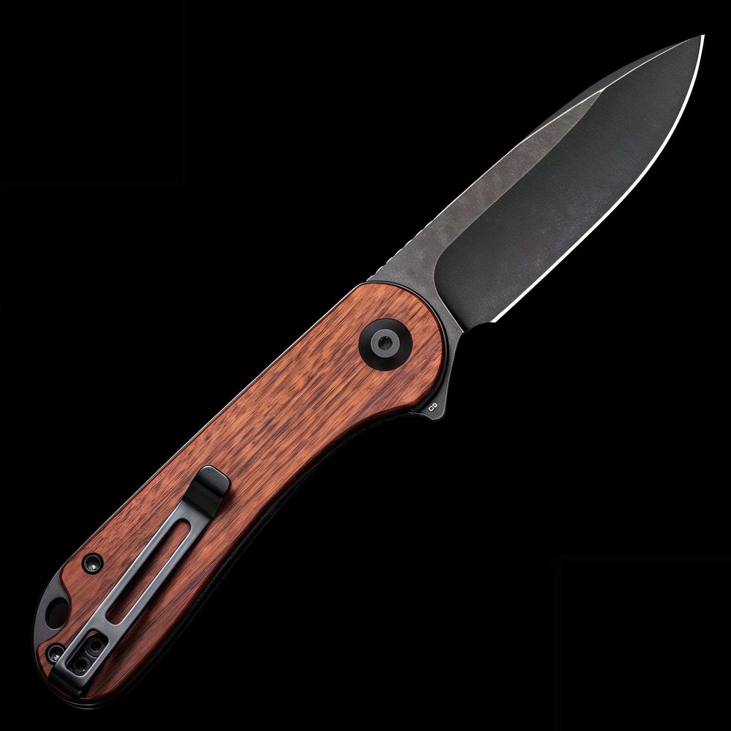 CIVIVI Elementum Black Stonewashed Flipper Cuibourtia Wood Handle