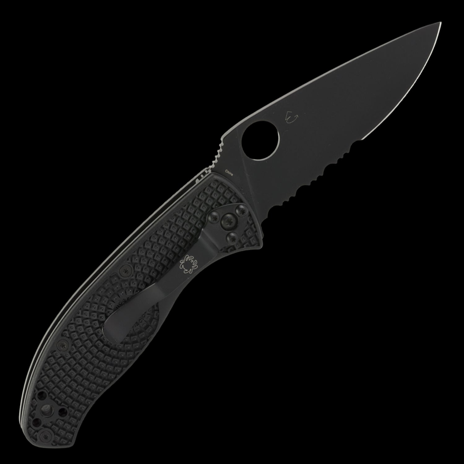 Spyderco Tenacious Lightweight Combo Edge Pocket Knife Black FRN Handle