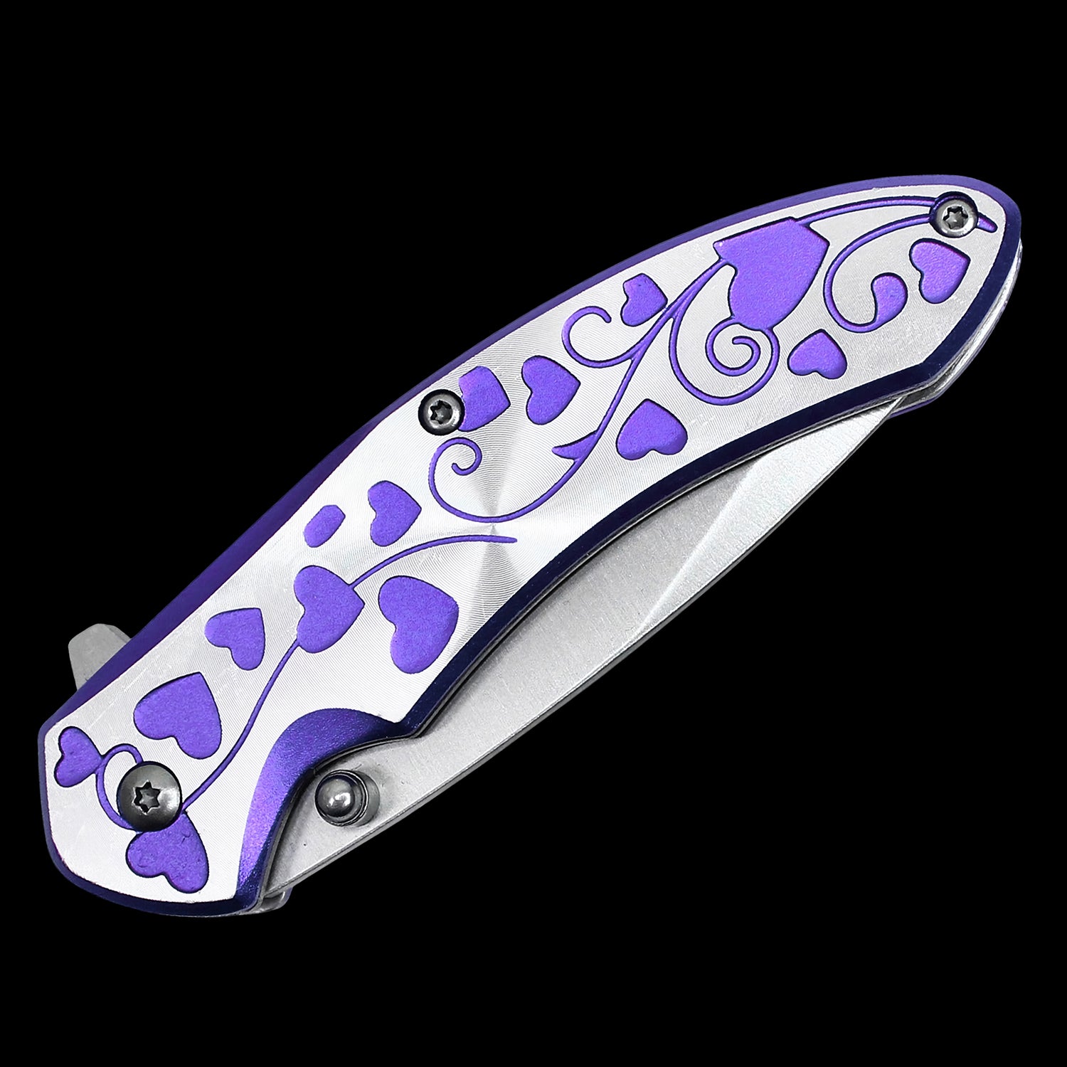 Floral Hearts Spring Assisted Pocket Knife Set 4 Pack