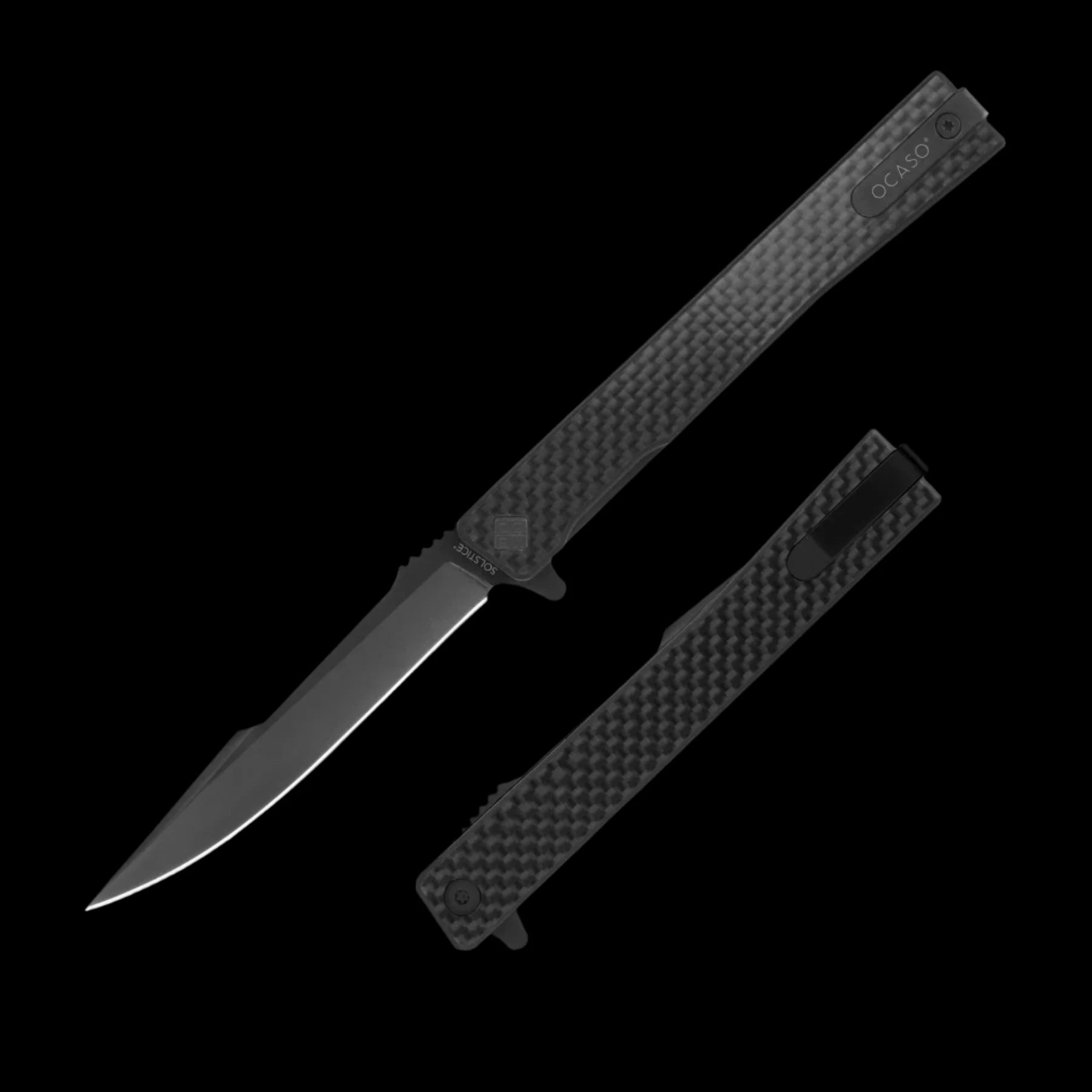 Ocaso Knives Solstice Black Harpoon S35VN - Carbon Fiber Handle