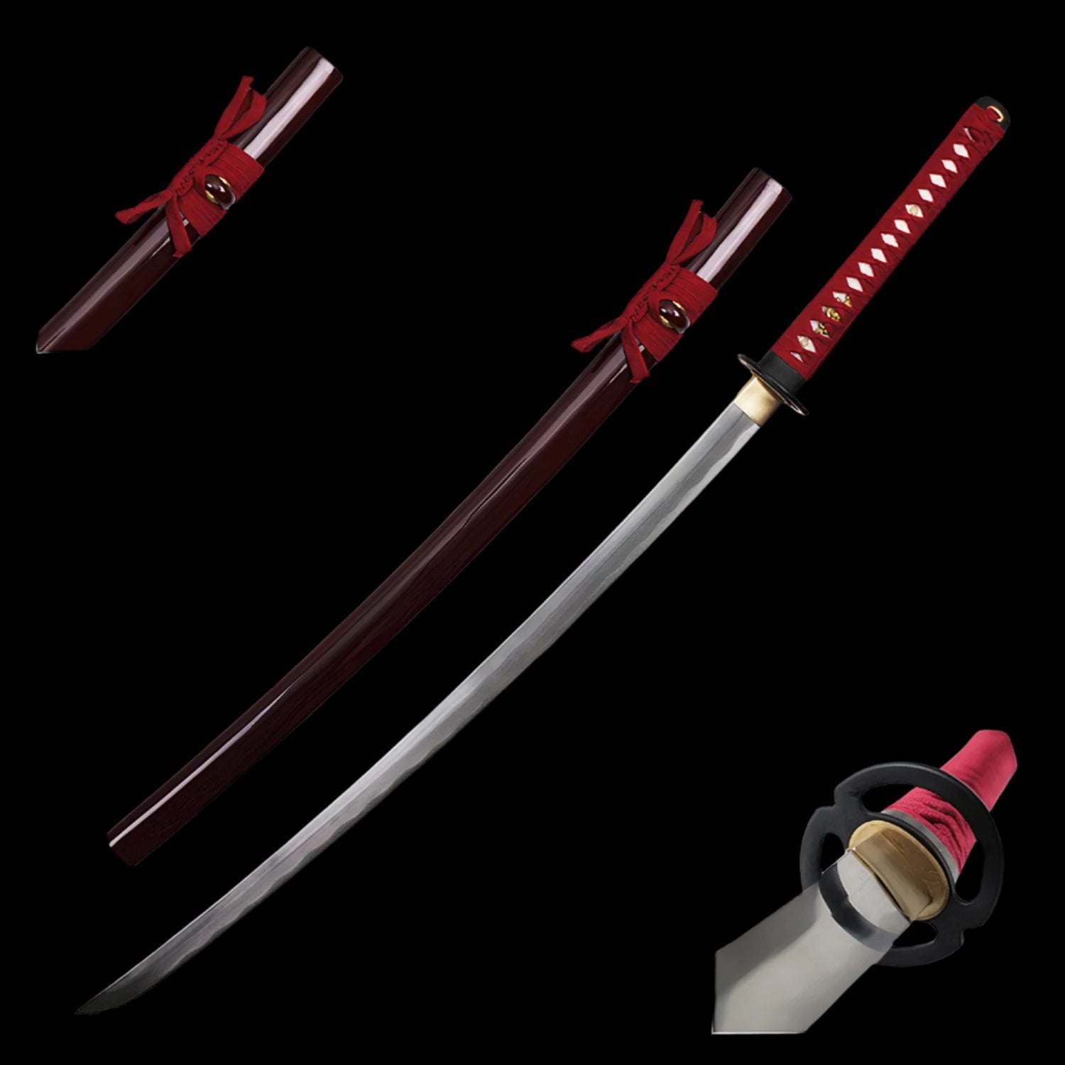 Onikiri Battle Ready Handmade 1060 Steel Samurai Katana Sword Red