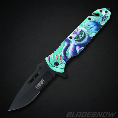 Cheshire Cat Fantasy 3D Art Spring Assisted Pocket Knife