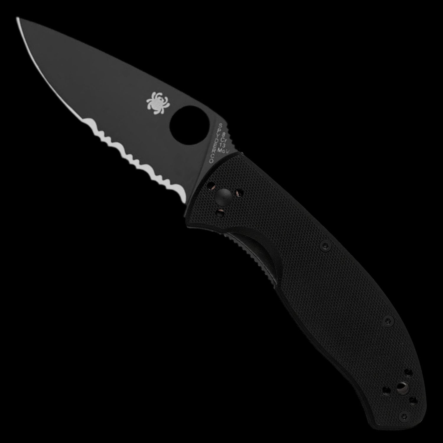 Spyderco Tenacious Black Pocket Knife Black G10 Handle