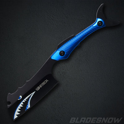 Bomber Shark Black Fixed Blade Cleaver Knife
