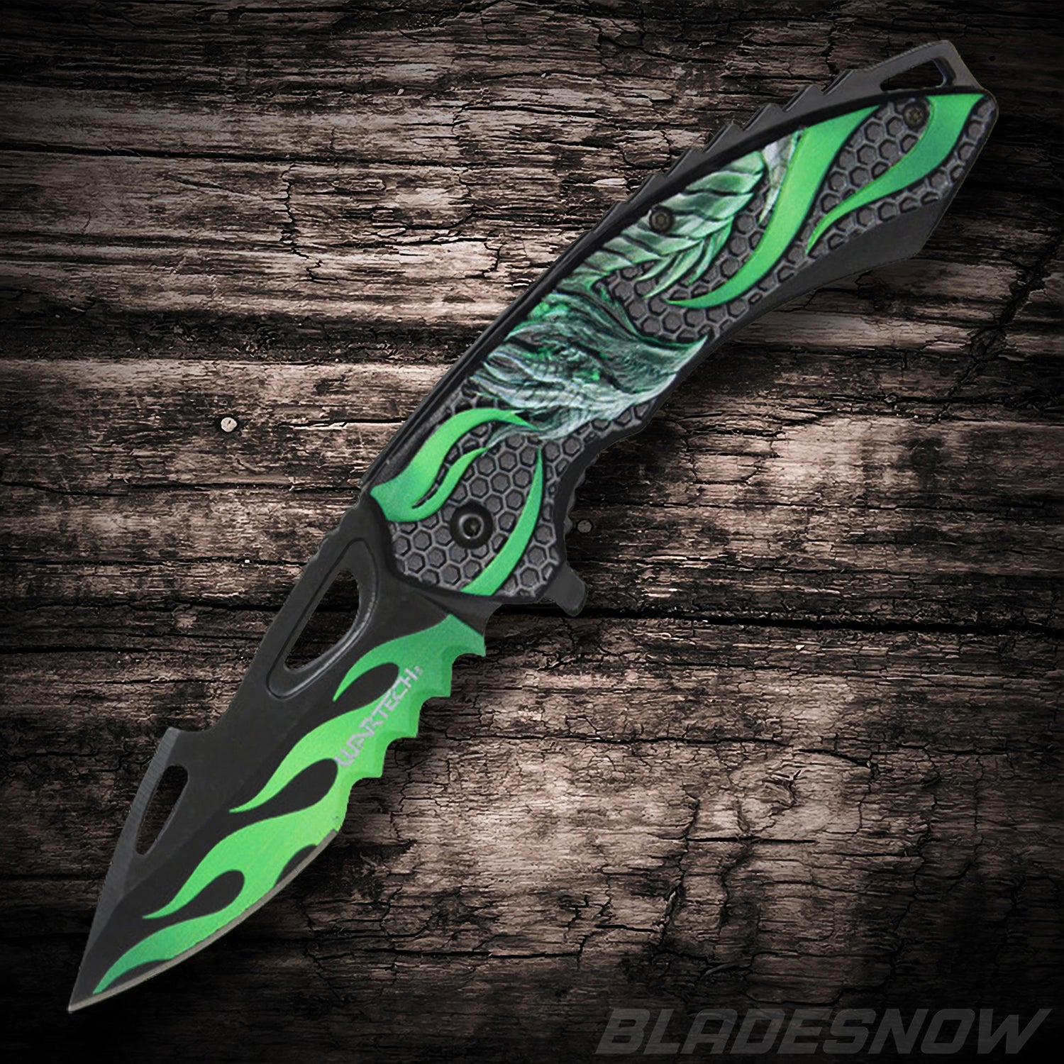 7.75" Green Dragon Spring Assisted Folding Knife