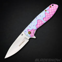 Ice Cream Waffle Cone Spring Assist Pocket Knife