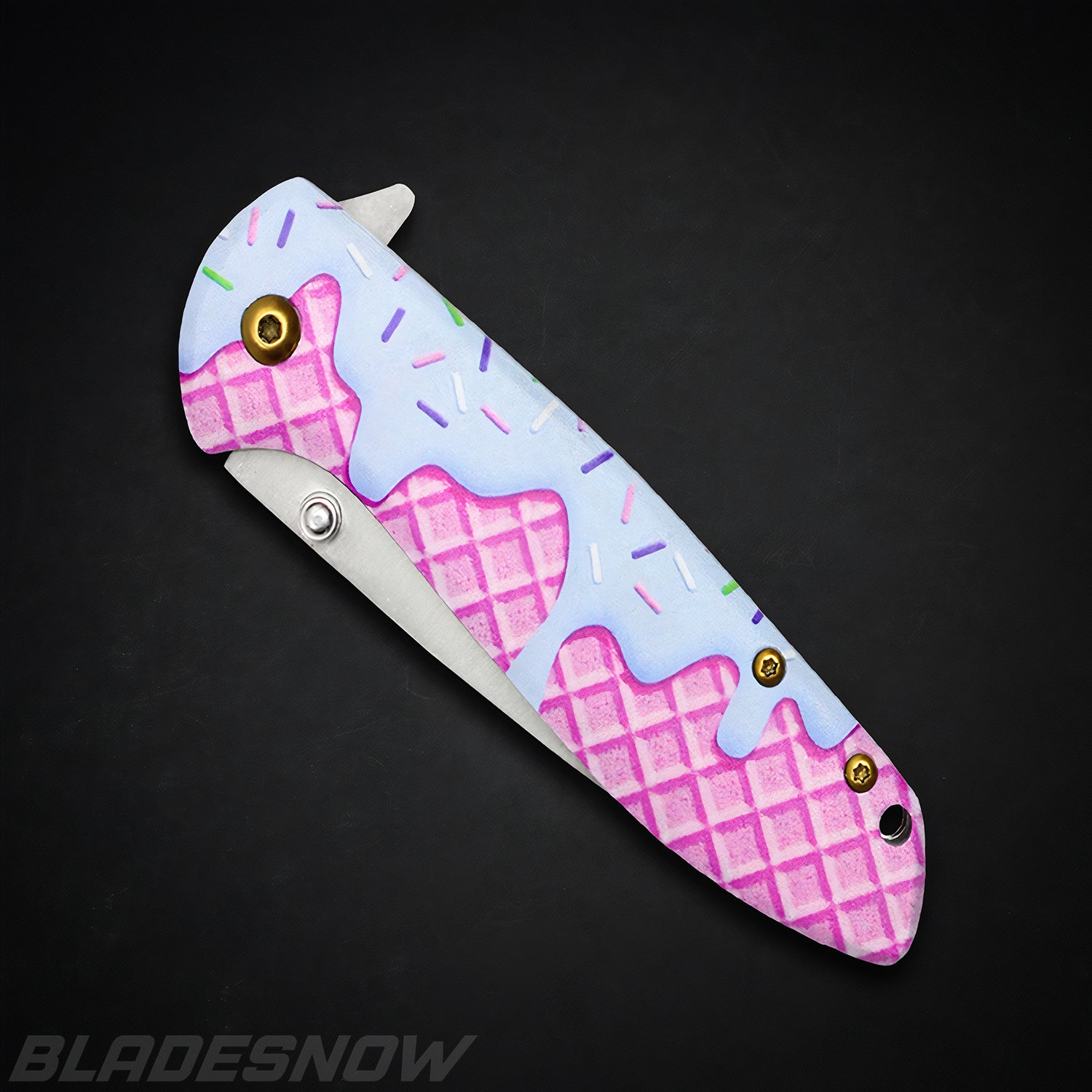 Ice Cream Waffle Cone Spring Assist Pocket Knife