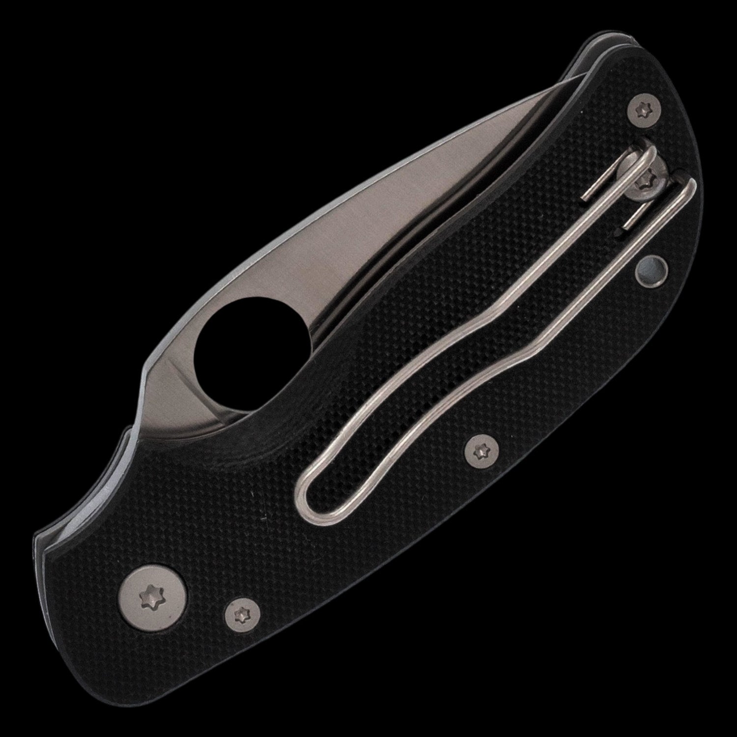 Spyderco Cat Pocket Knife Black G10 Handle