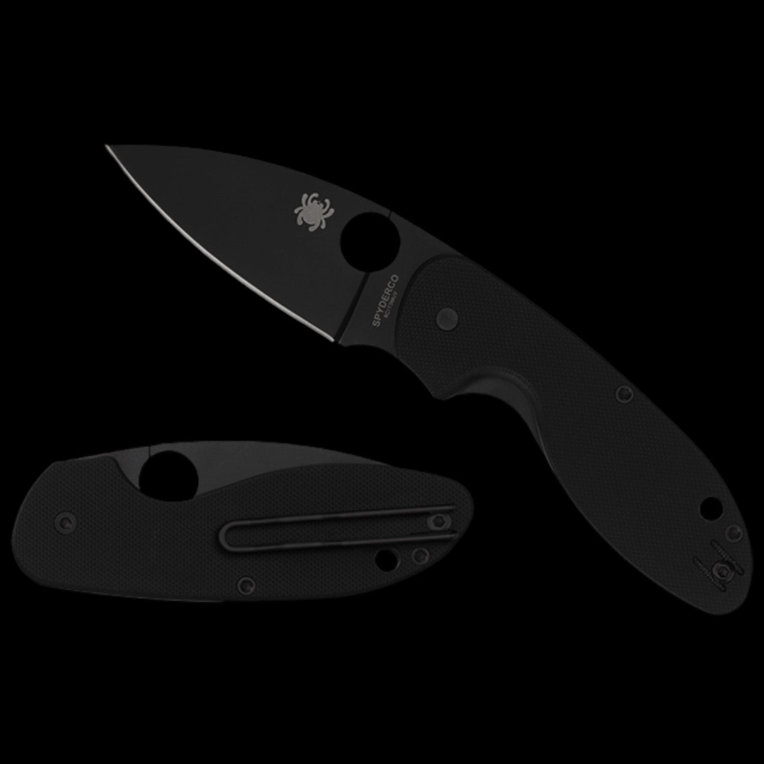 Spyderco Efficient Black Pocket Knife Black G10 Handle