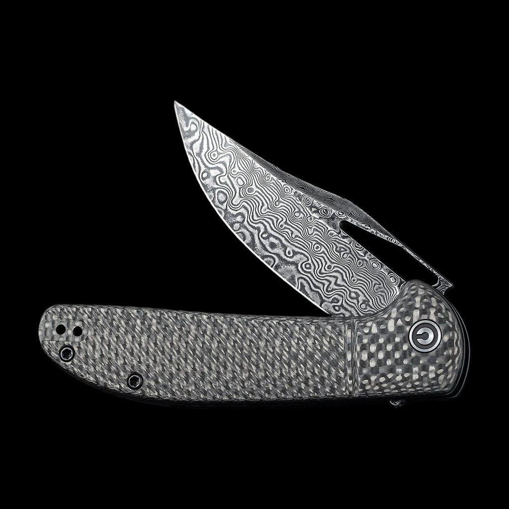 CIVIVI Ortis Damascus Blade Flipper Twill Carbon Fiber Handle