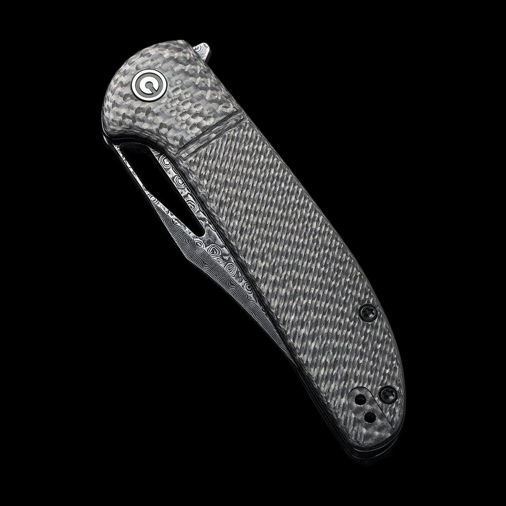 CIVIVI Ortis Damascus Blade Flipper Twill Carbon Fiber Handle