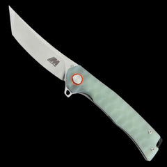 Mack Schmidt Modern Tanto Ball Bearing Pocket Knife Jade G10 Handle