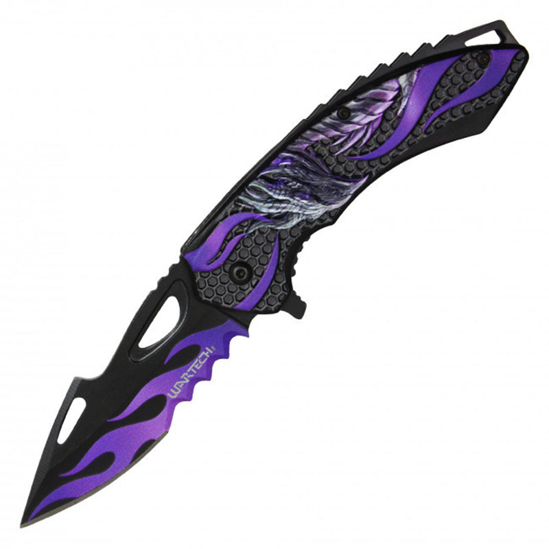 7.75" Purple Dragon Spring Assisted Folding Knife