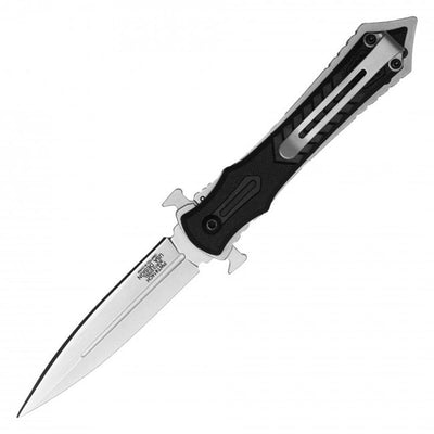 8" Spring Assisted Stiletto Pocket Knife - Silver
